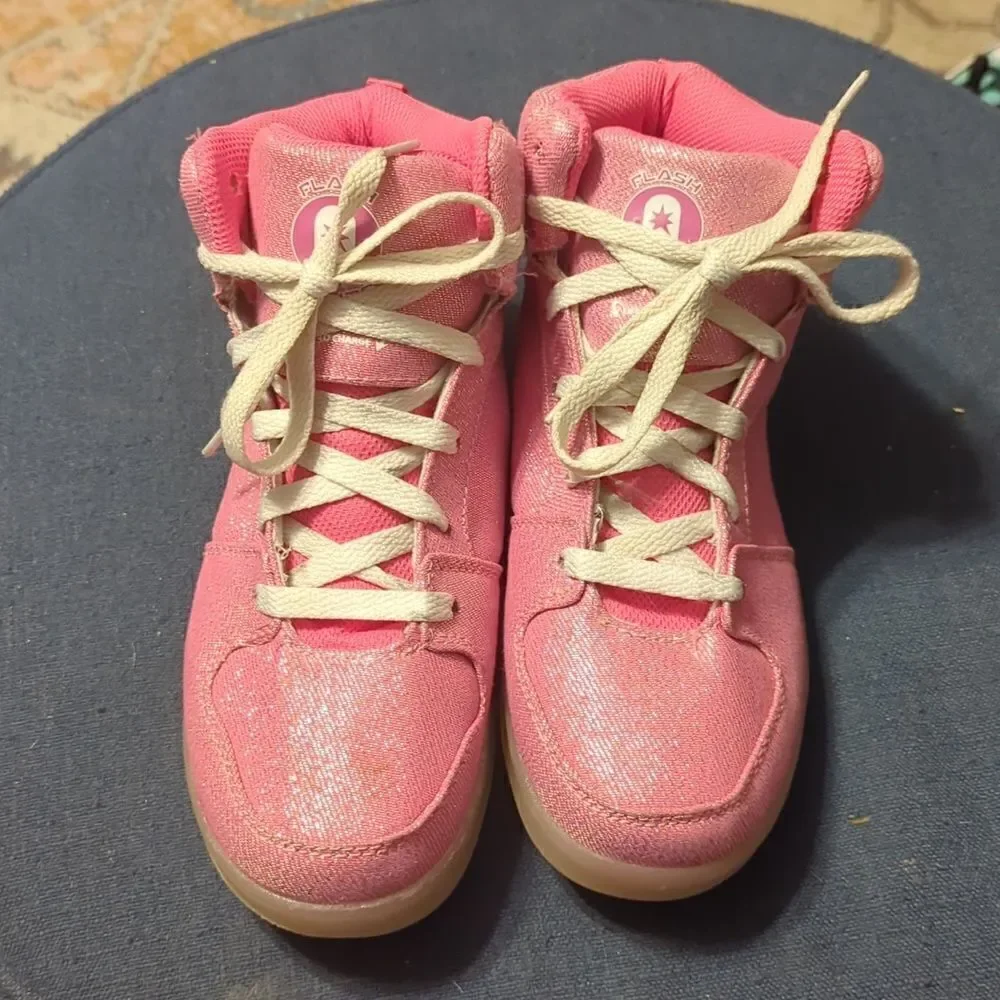 Fuscia Rechargeable Color Changing Light Up‎ LED pink sparkle Hi top, dance shoe